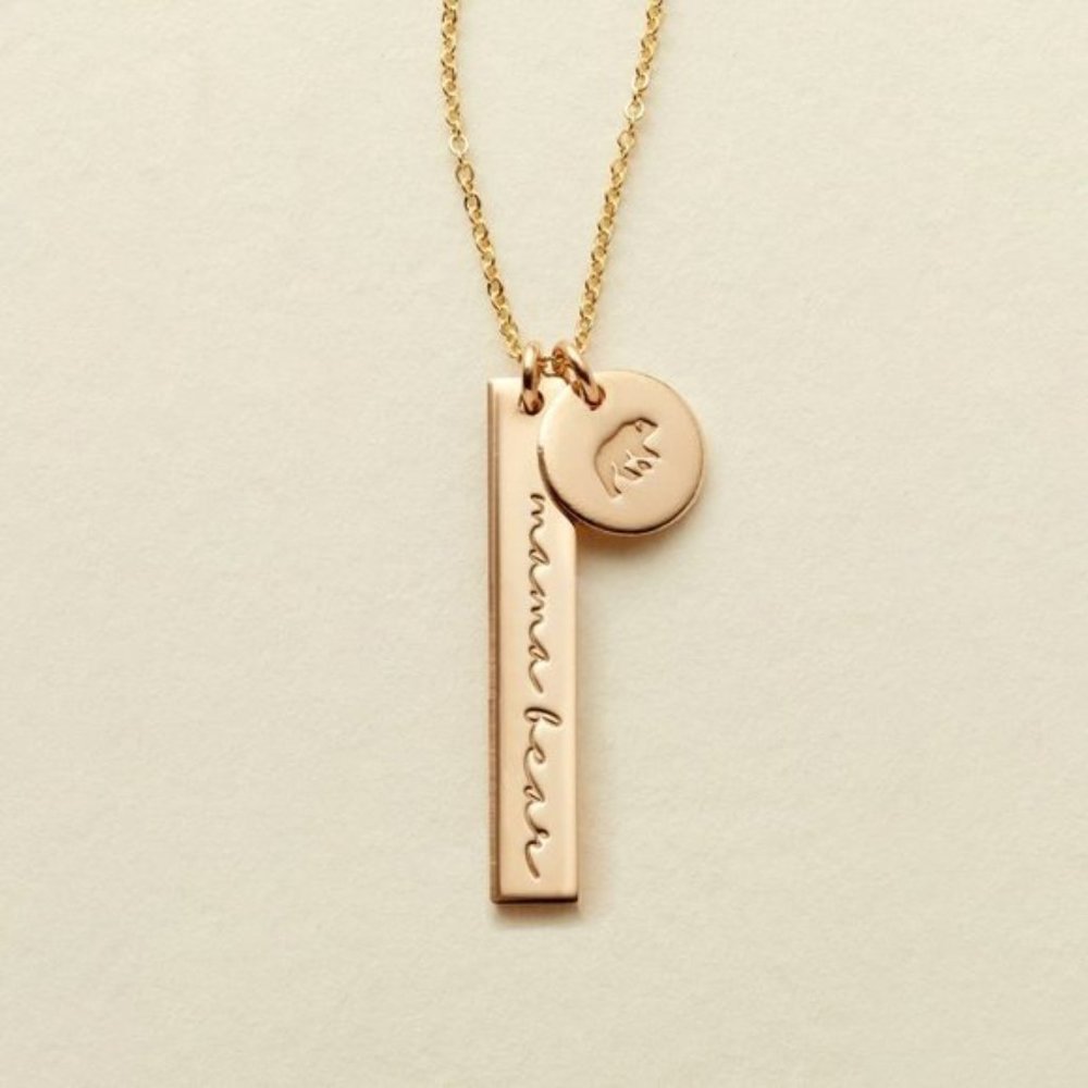 “Motherly Love” Mama Bear Pendant Layered Necklace - Picture 5 of 13